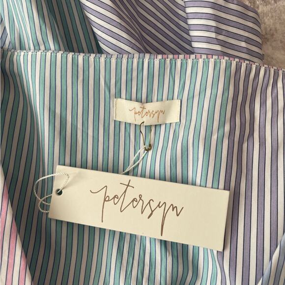 Petersyn x Revolve Mimi Cocktail Striped Zipper Front Top Blouse Medium New - Picture 6 of 13